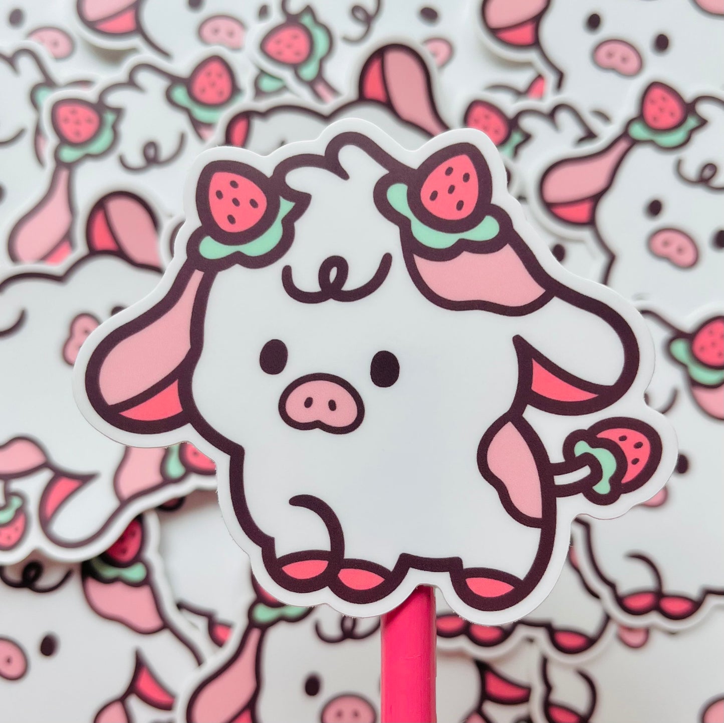 strawberry cow sticker (members only)