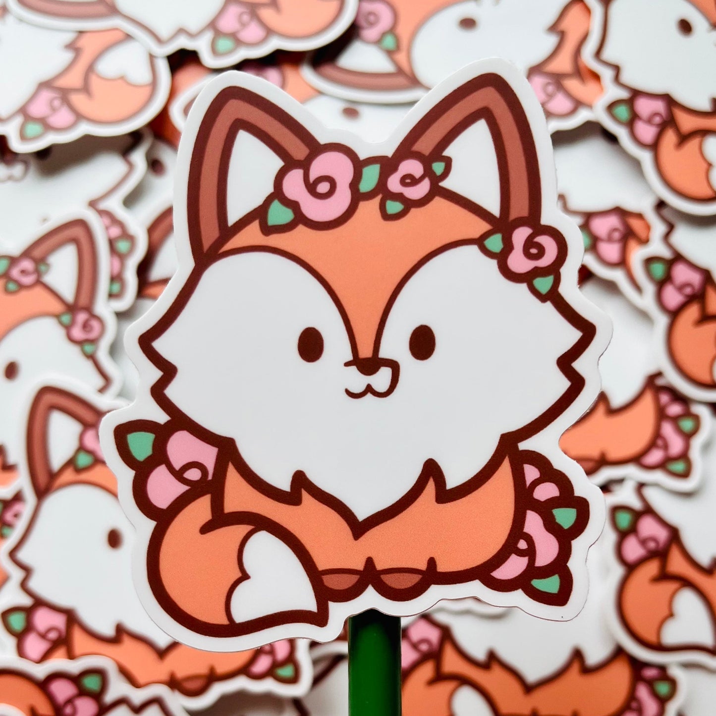 floral fox sticker (members only)